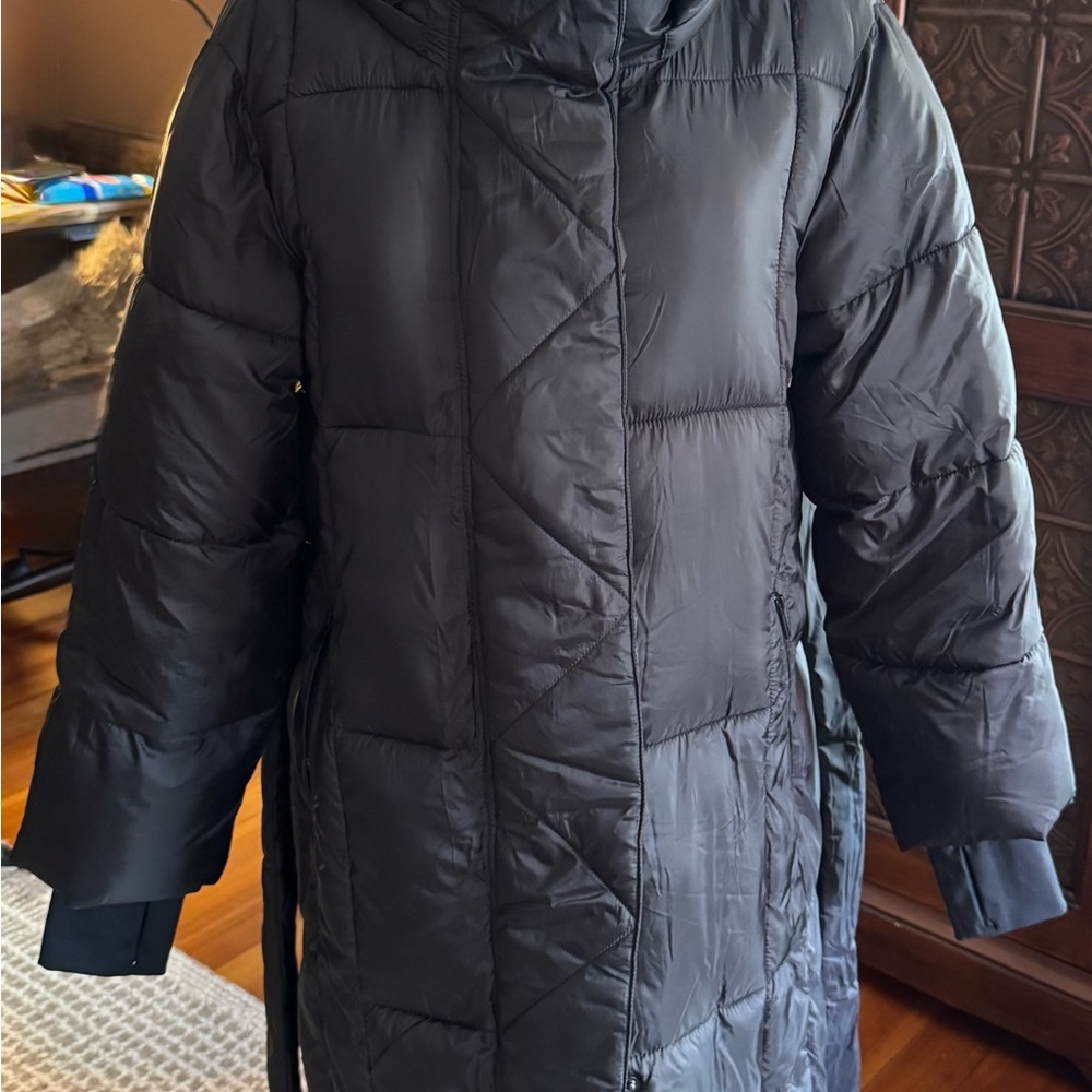 NWOT  the PERFECT Coat ❄️ Long Belted GAP Black Puffer Coat S petite ❤️❤️❤️